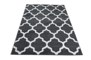 Tappeto Luxury Grigio Scuro Bianco Geometrico Trellis