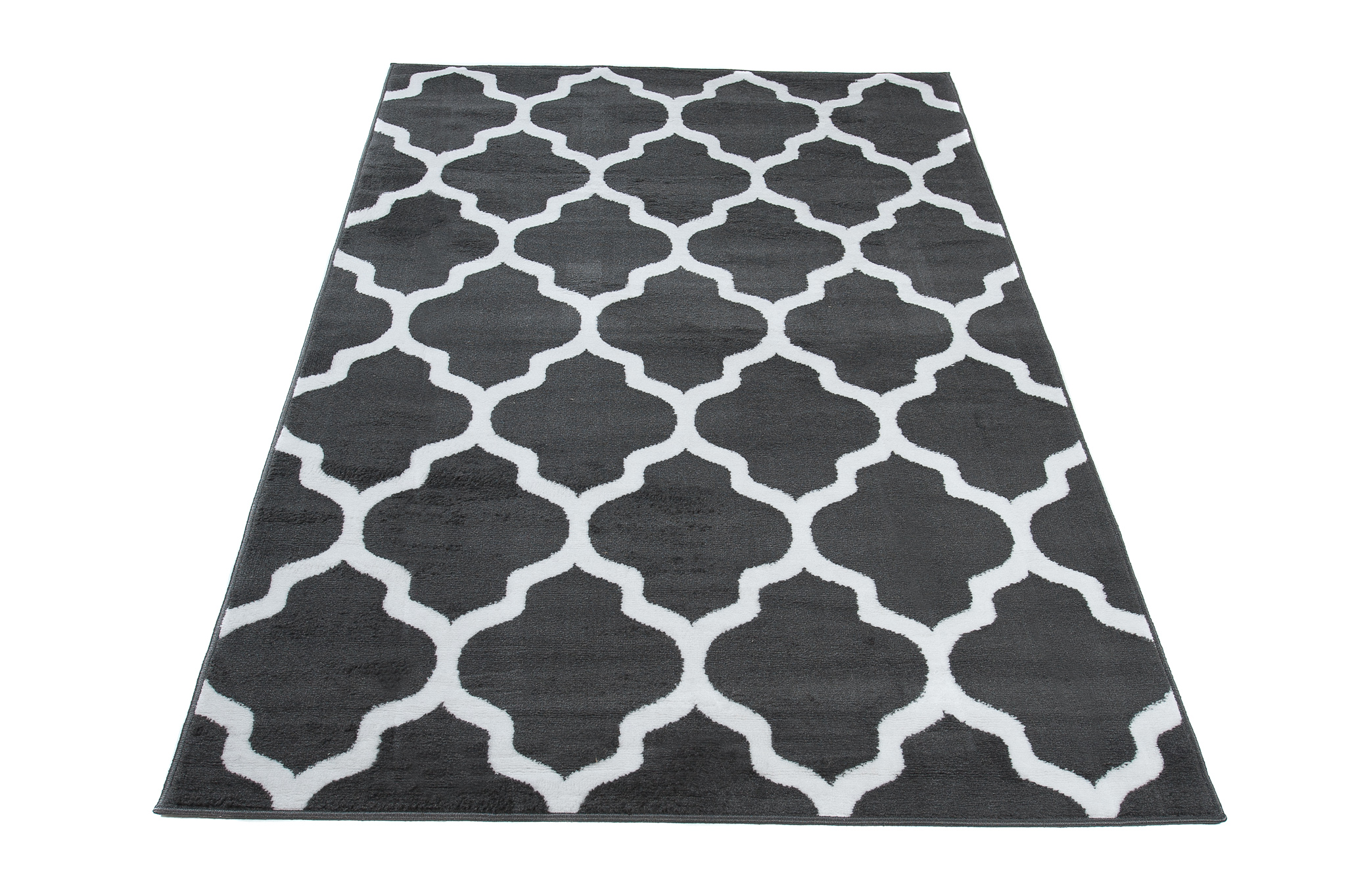 Tappeto Luxury Grigio Scuro Bianco Geometrico Trellis