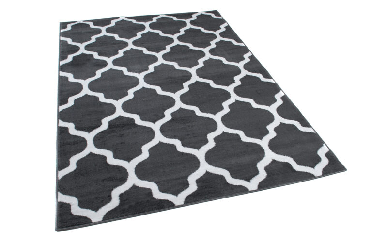 Tappeto Luxury Grigio Scuro Bianco Geometrico Trellis