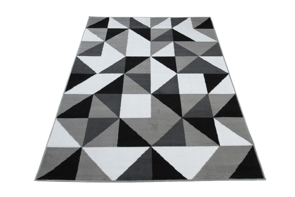 Tappeto Luxury Grigio Nero Quadrati Triangoli