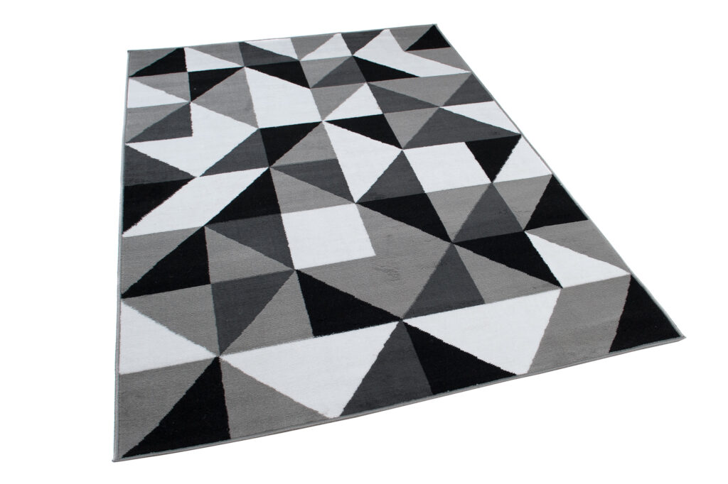 Tappeto Luxury Grigio Nero Quadrati Triangoli