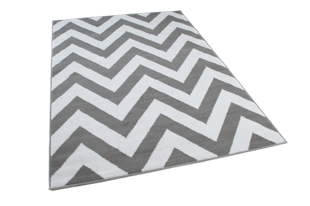 Tappeto Luxury Grigio Chiaro Zig Zag Strisce Geometrico A Pelo Corto