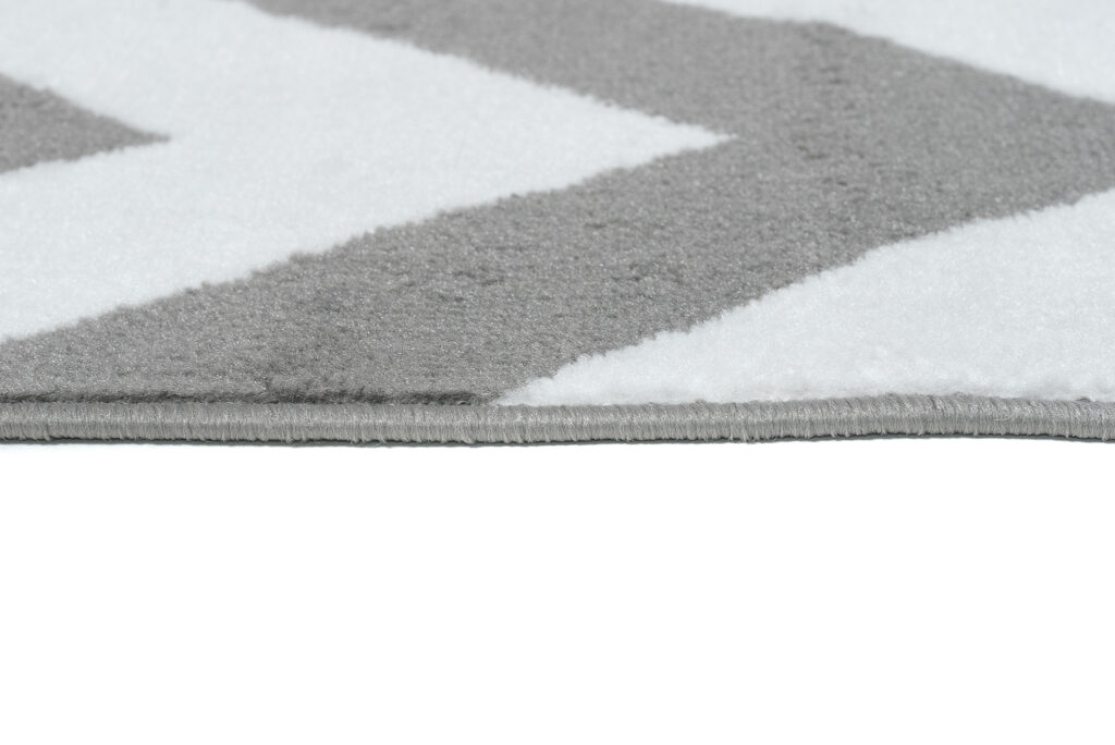 Tappeto Luxury Grigio Chiaro Zig Zag Strisce Geometrico A Pelo Corto