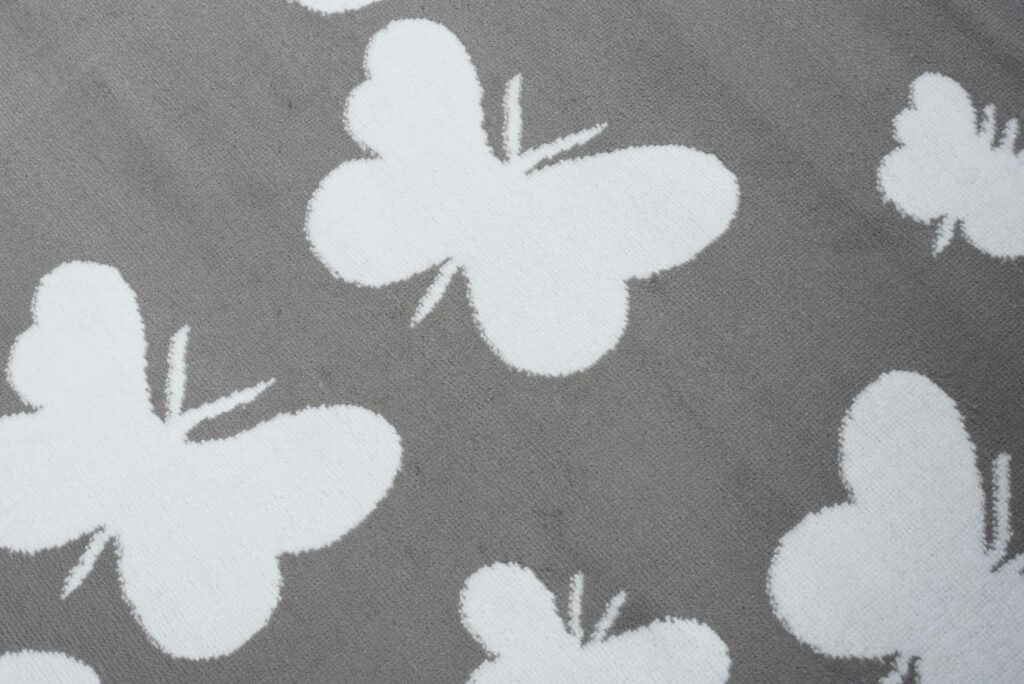 Tappeto Luxury Grigio Bianco Farfalle per Bambini