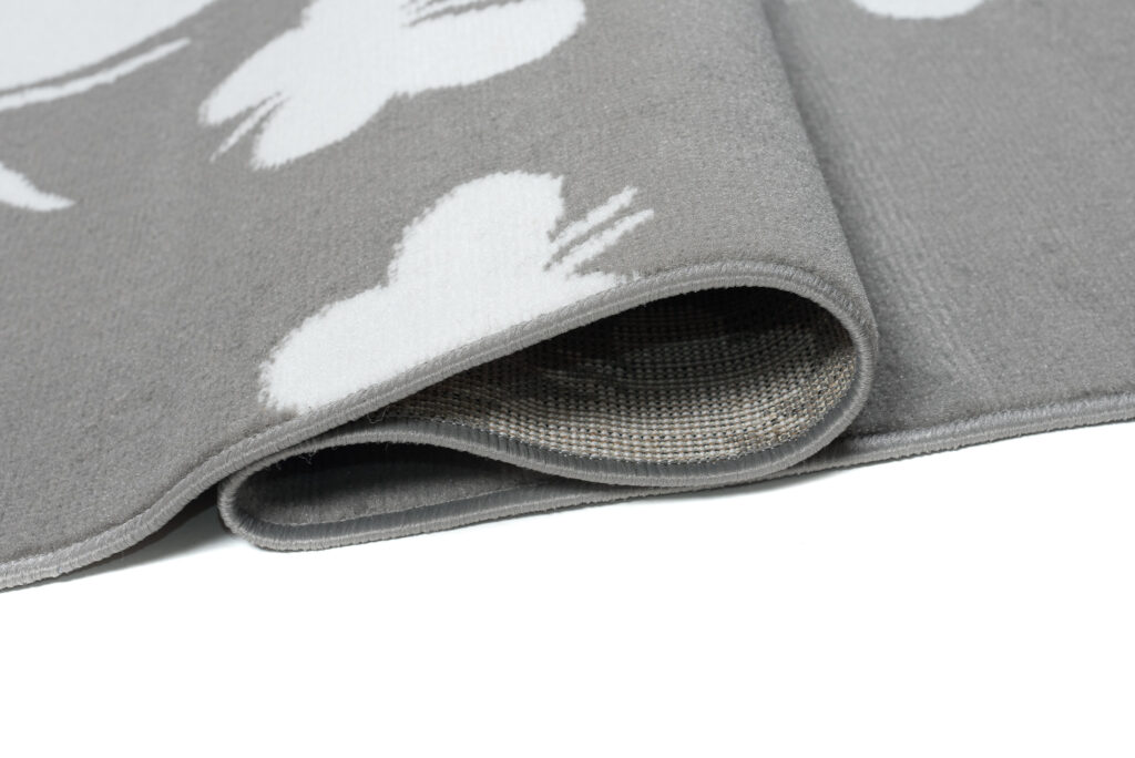 Tappeto Luxury Grigio Bianco Farfalle per Bambini