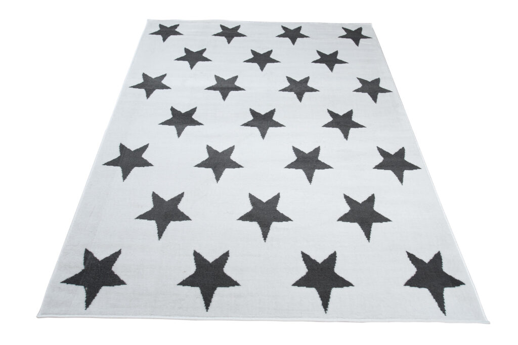 Tappeto Luxury Bianco Grigio Stelle per Bambini