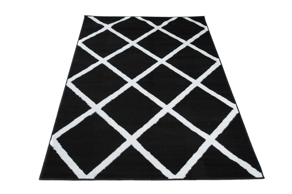 Tappeto Luxury Nero Bianco Geometrico a Scacchi