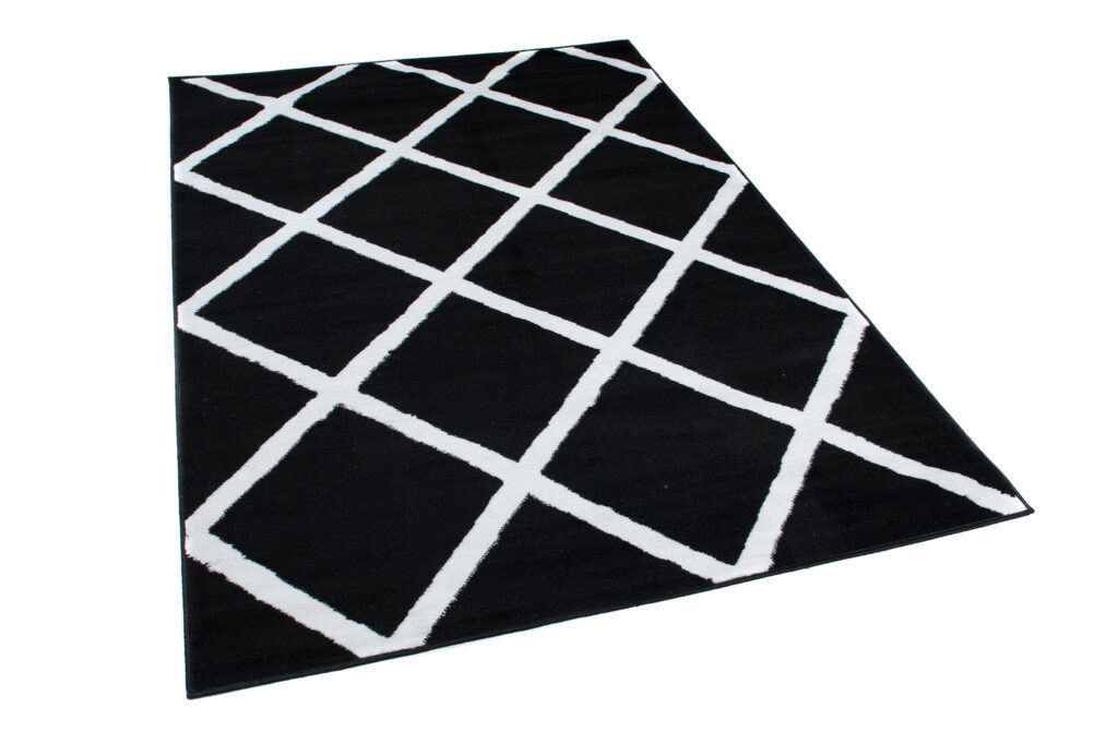 Tappeto Luxury Nero Bianco Geometrico a Scacchi