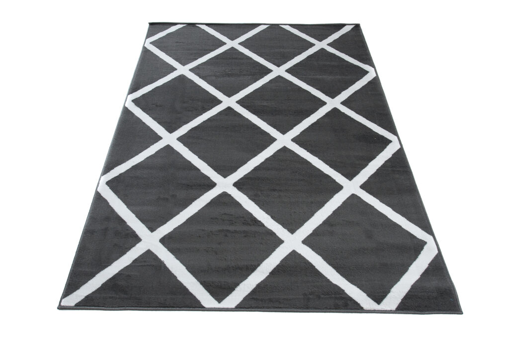 Tappeto Luxury Grigio Scuro Bianco Geometrico a Scacchi