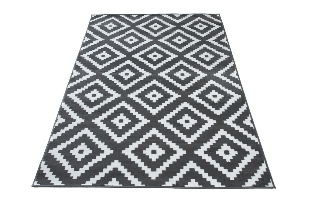 Tappeto Luxury Grigio Bianco Geometrico Diamante