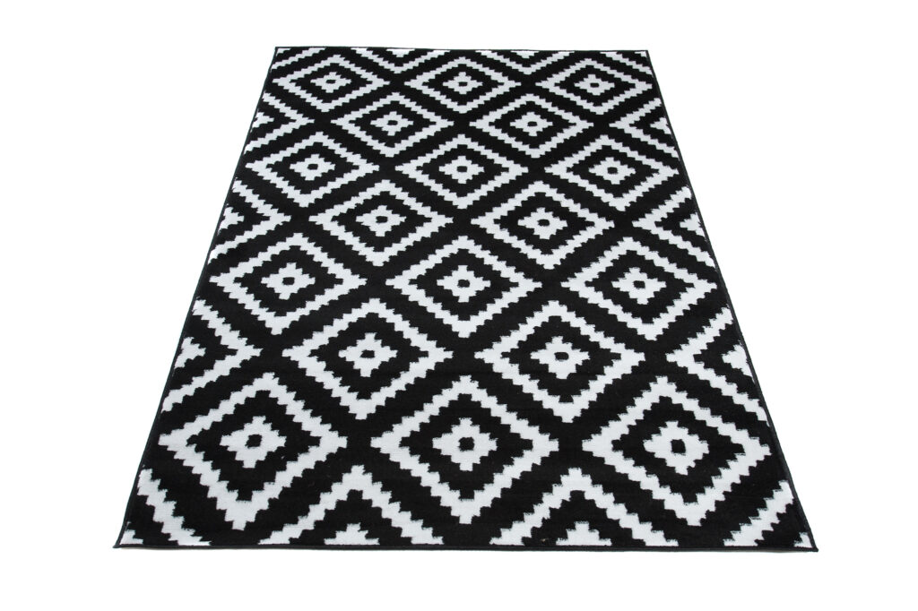 Tappeto Luxury Nero Bianco Geometrico Diamante
