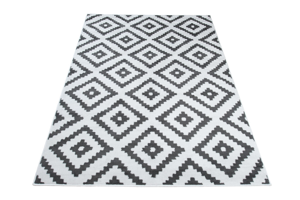 Tappeto Luxury Bianco Grigio Geometrico Diamante