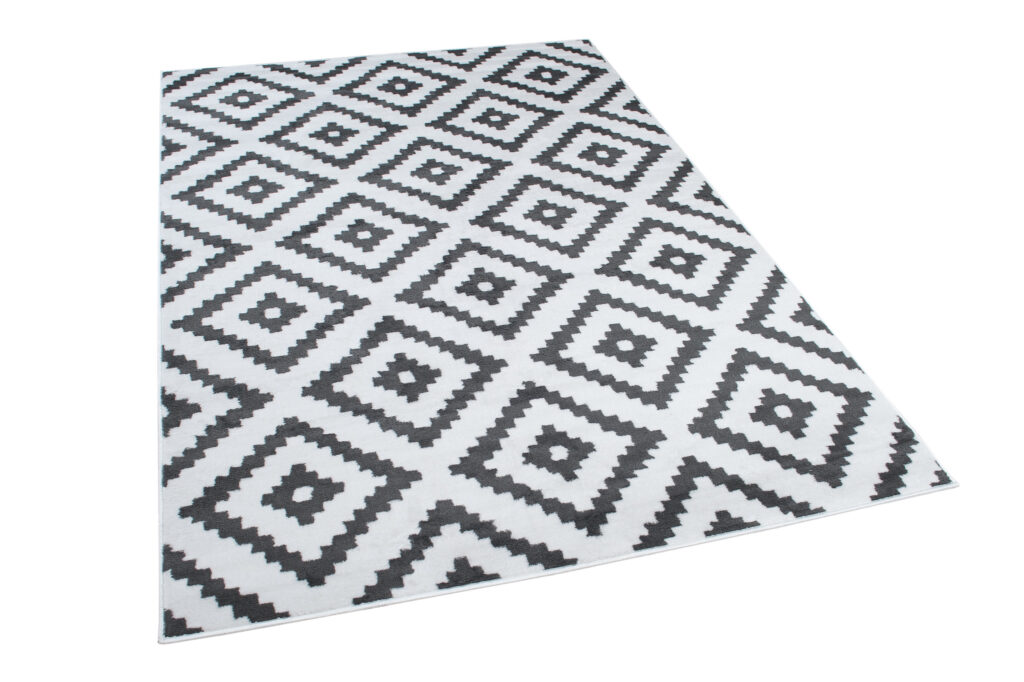 Tappeto Luxury Bianco Grigio Geometrico Diamante