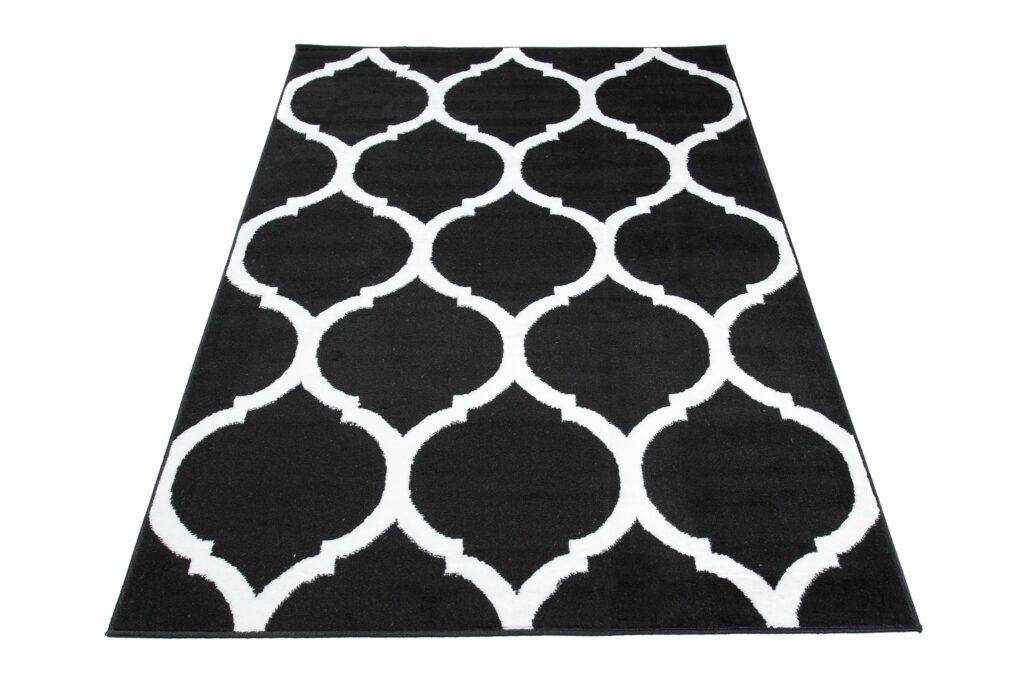 Tappeto Luxury Nero Bianco Marocchino Trellis