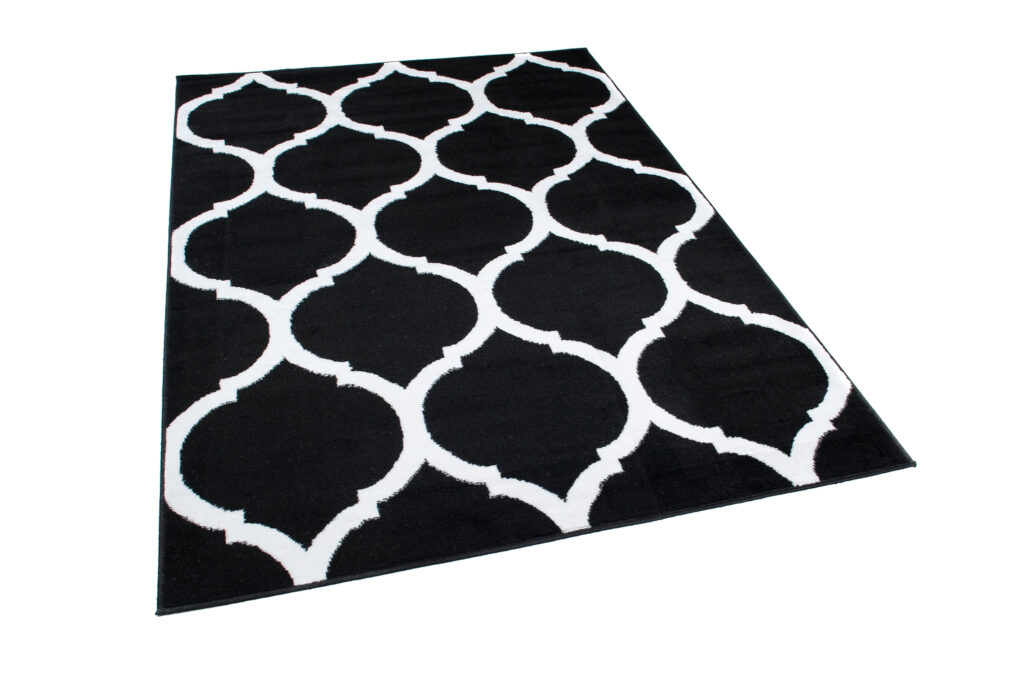 Tappeto Luxury Nero Bianco Marocchino Trellis