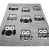 Tappeto Luxury Per Bambini Con Gufi Grigio Moderno A Pelo Corto
