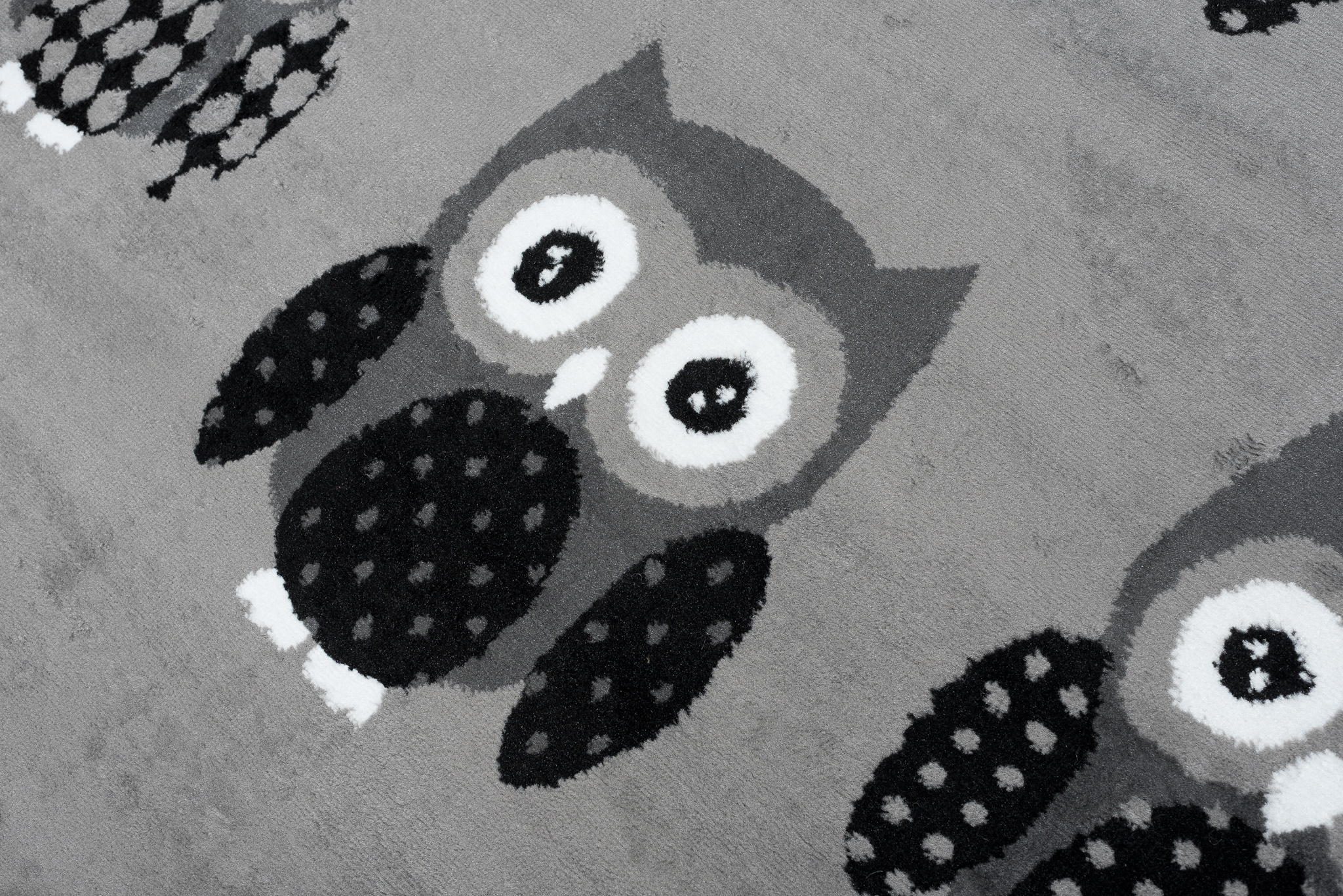 Tappeto Luxury Per Bambini Con Gufi Grigio Moderno A Pelo Corto