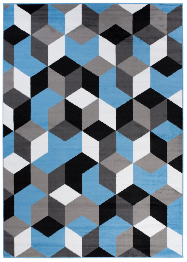 Tappeto Maya Grigio Blu Cubi