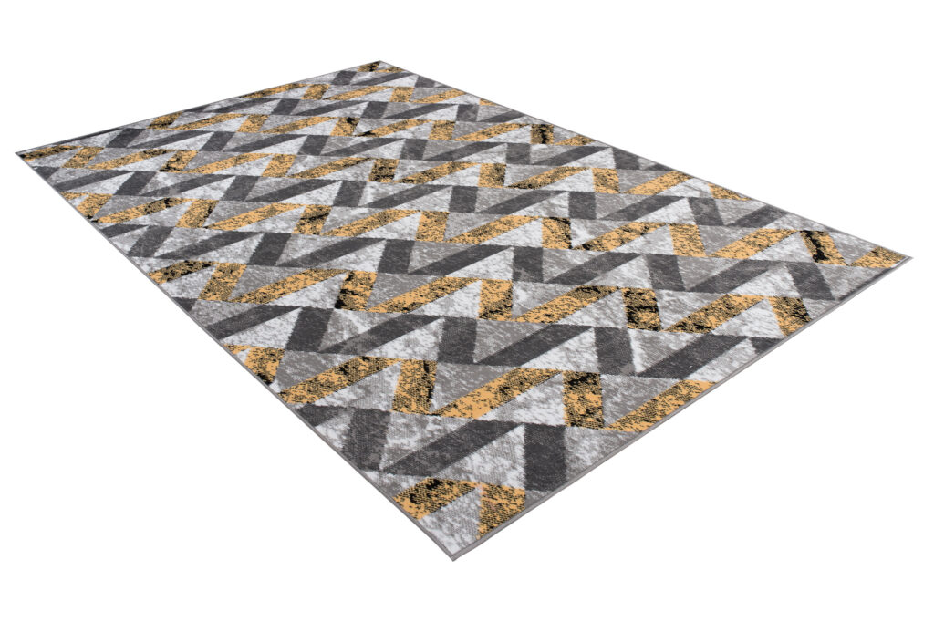 Tappeto Maya Grigio Giallo Astratto ZigZag
