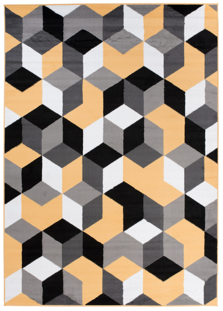 Tappeto Maya Grigio Giallo Cubi