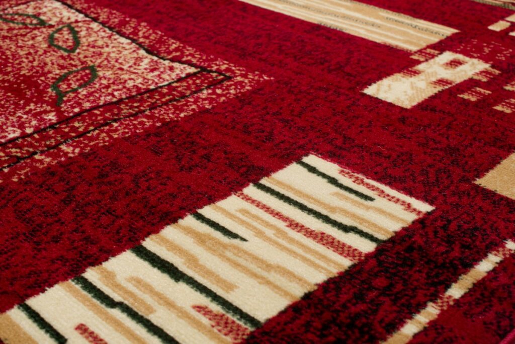 Tappeto Atlas Rosso Beige Geometrico Foglie