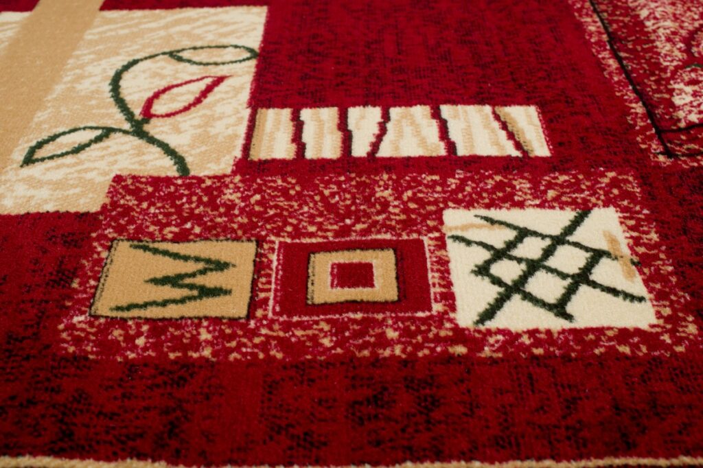 Tappeto Atlas Rosso Beige Geometrico Foglie