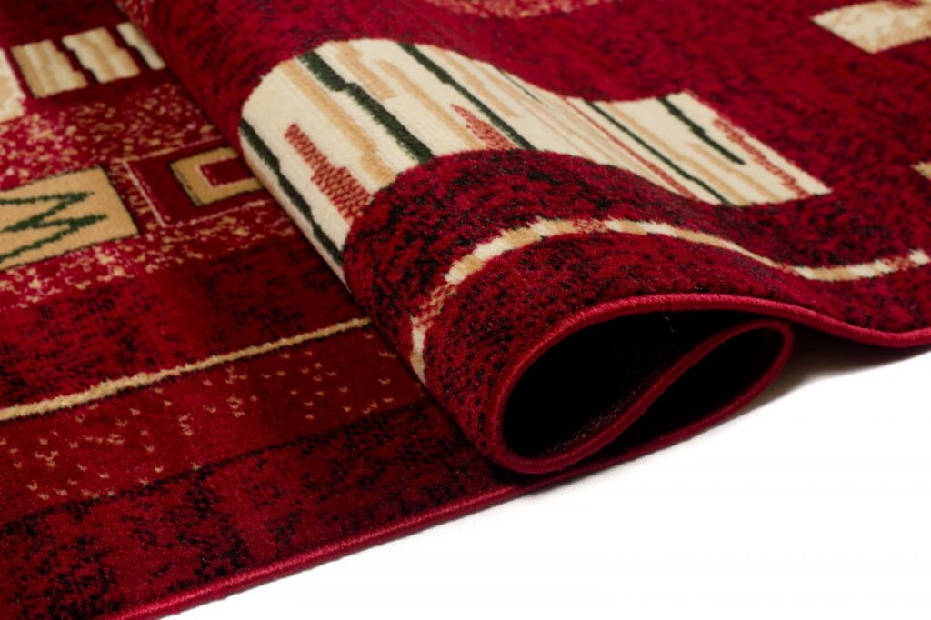 Tappeto Atlas Rosso Beige Geometrico Foglie