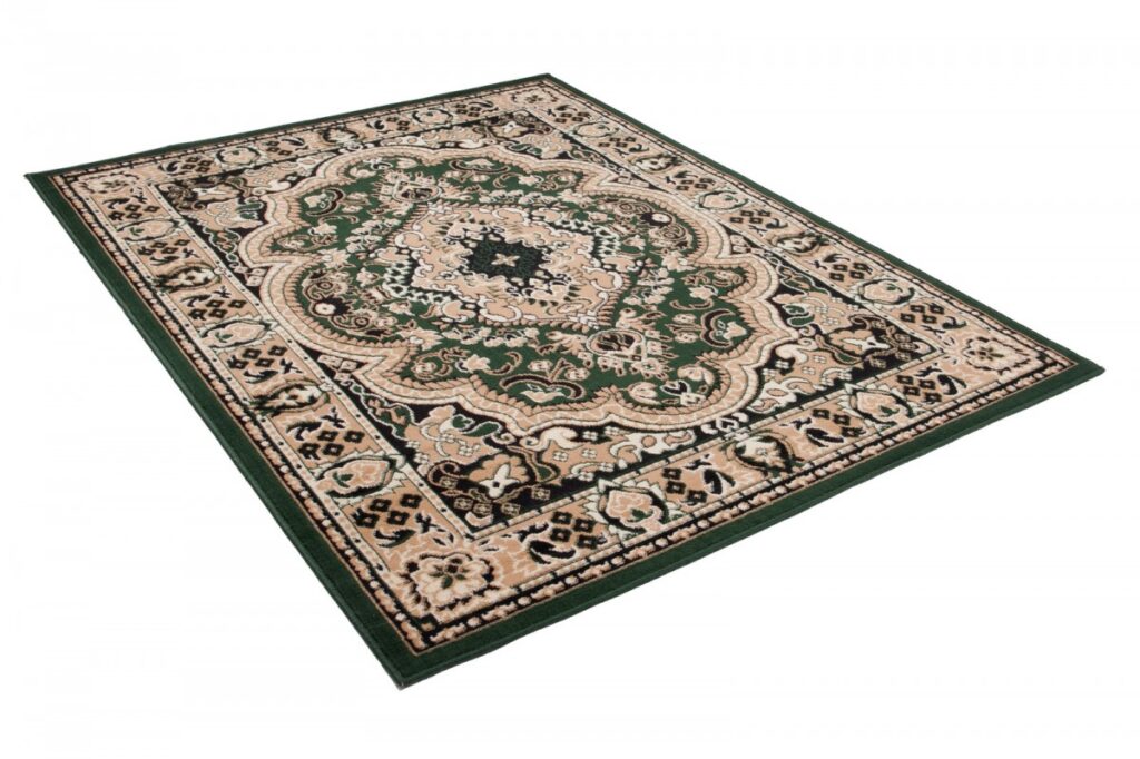 Tappeto Atlas Verde Beige Tradizionale Medaglione
