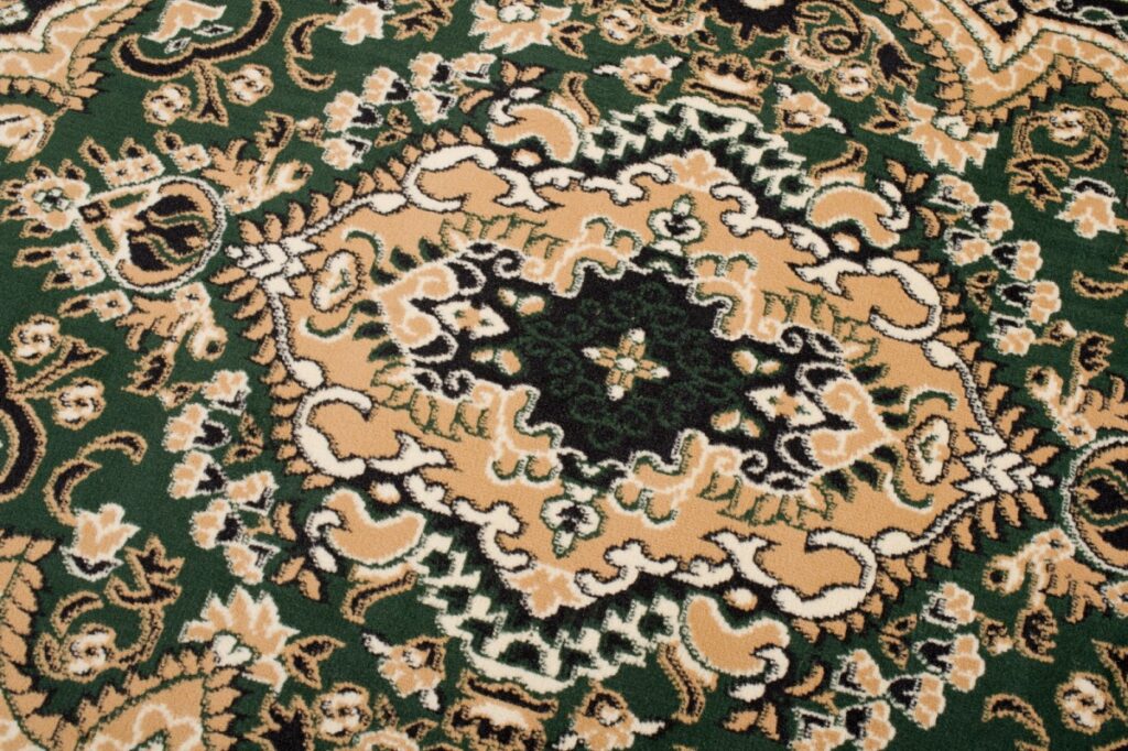 Tappeto Atlas Verde Beige Tradizionale Medaglione