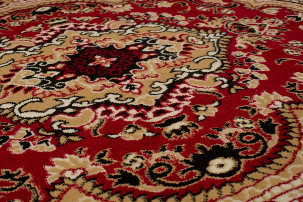 Tappeto Atlas Rosso Beige Tradizionale Medaglione