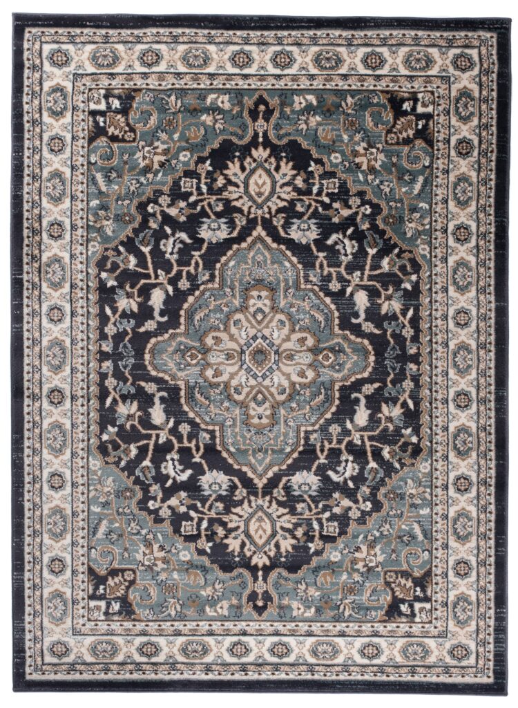 Tappeto Colorado Tradizionale Nero Blu Ornamenti