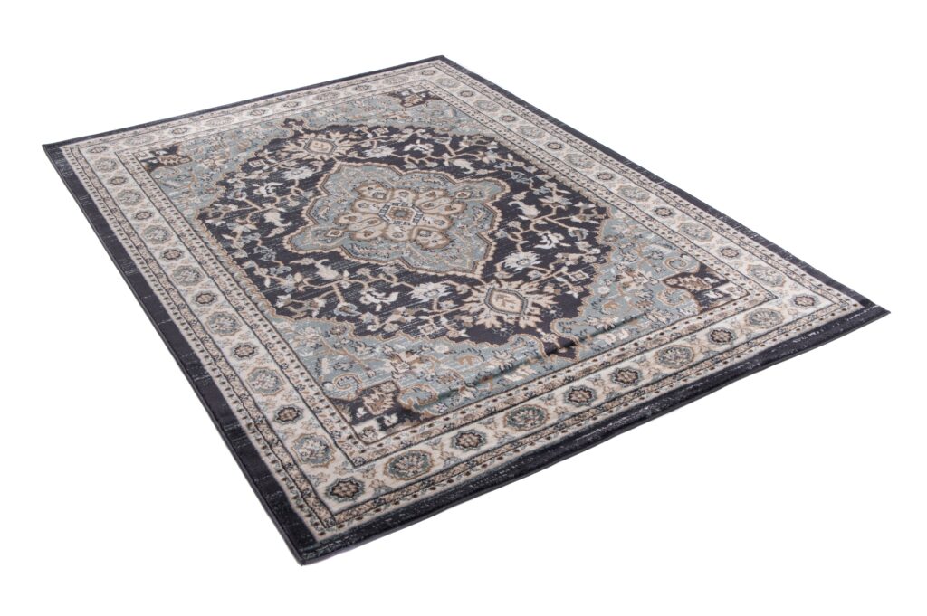 Tappeto Colorado Tradizionale Nero Blu Ornamenti