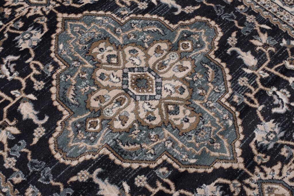 Tappeto Colorado Tradizionale Nero Blu Ornamenti