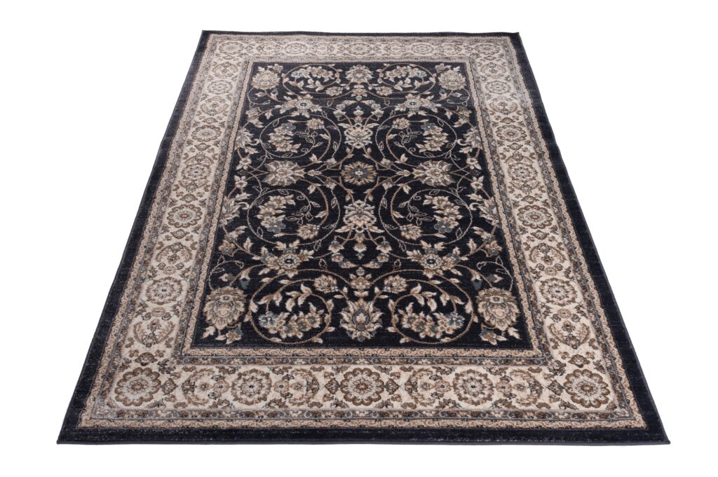 Tappeto Colorado Tradizionale Nero Crema Floreale