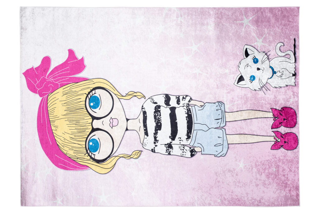Tappeto Emma Bambini Rosa Bambina Gatto Antiscivolo