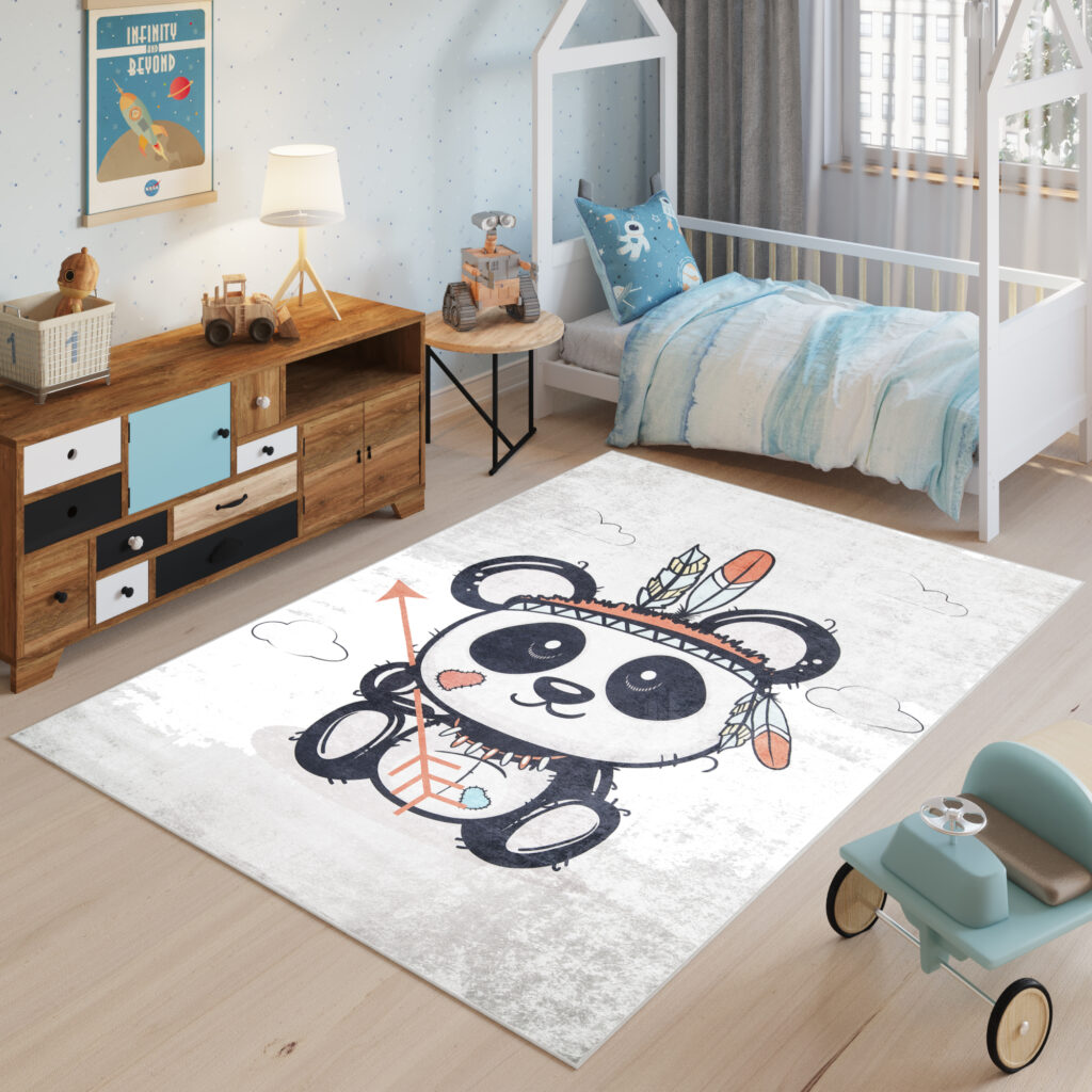 Tappeto Emma Bambini Grigio Sfumato Panda