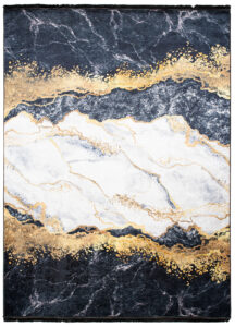 Tappeto Toscana con Frange Grigio Oro Astratto