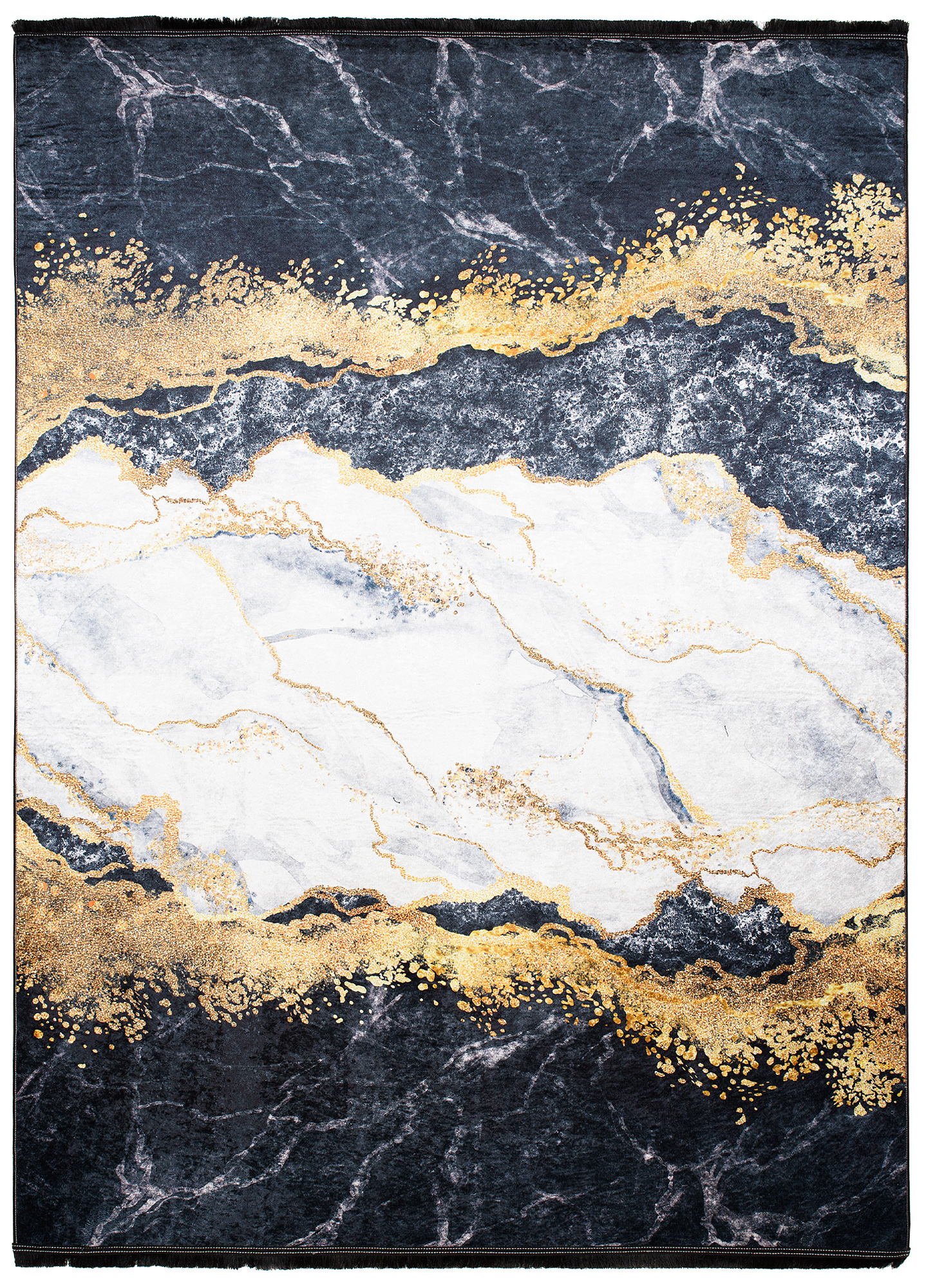 Tappeto Toscana con Frange Grigio Oro Astratto