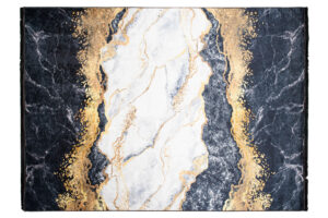 Tappeto Toscana con Frange Grigio Oro Astratto