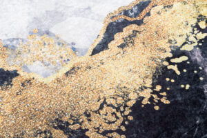 Tappeto Toscana con Frange Grigio Oro Astratto