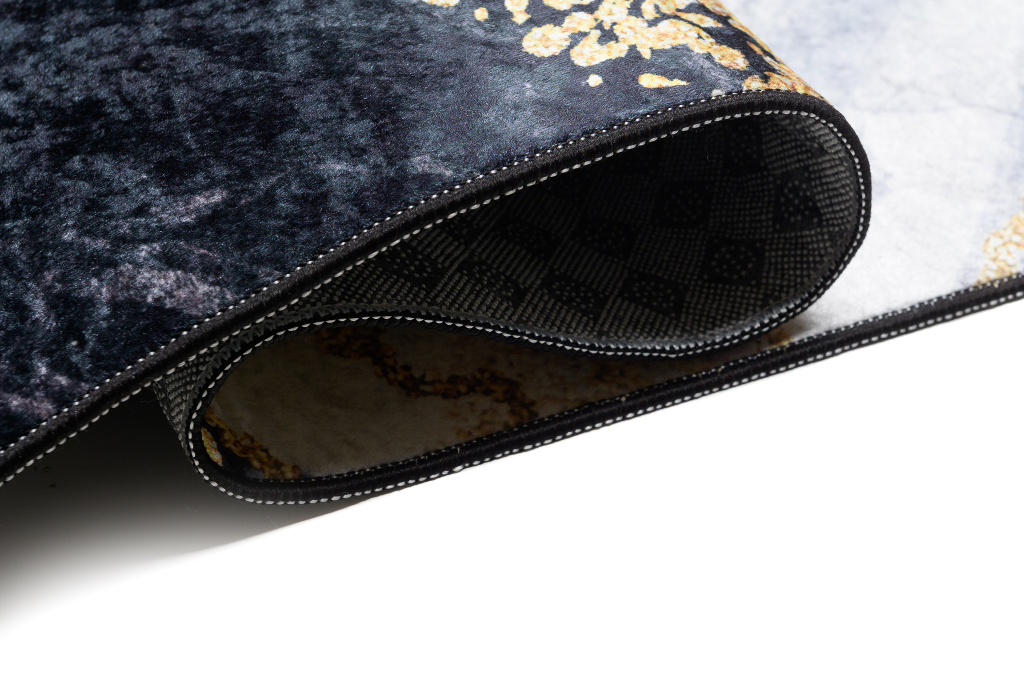 Tappeto Toscana con Frange Grigio Oro Astratto