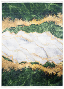 Tappeto Toscana con Frange Verde Grigio Oro