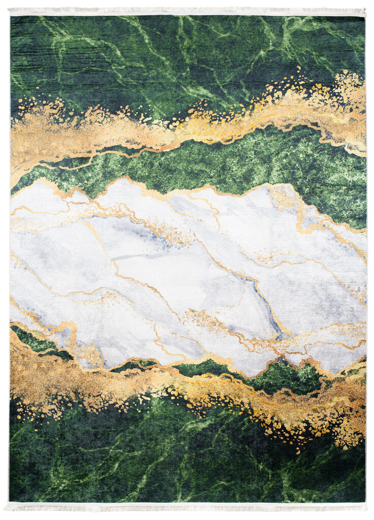 Tappeto Toscana con Frange Verde Grigio Oro