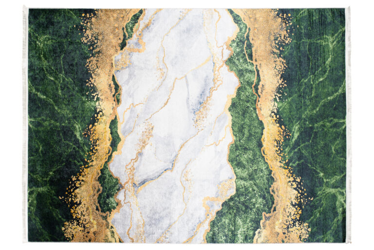 Tappeto Toscana con Frange Verde Grigio Oro