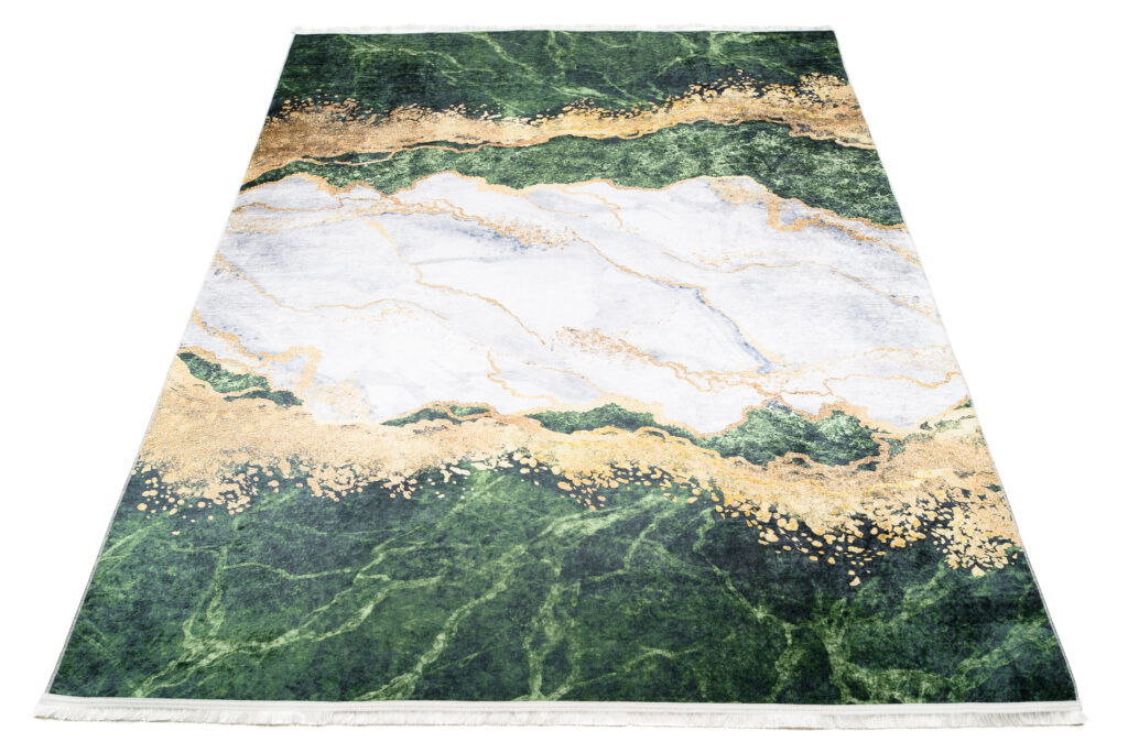 Tappeto Toscana con Frange Verde Grigio Oro