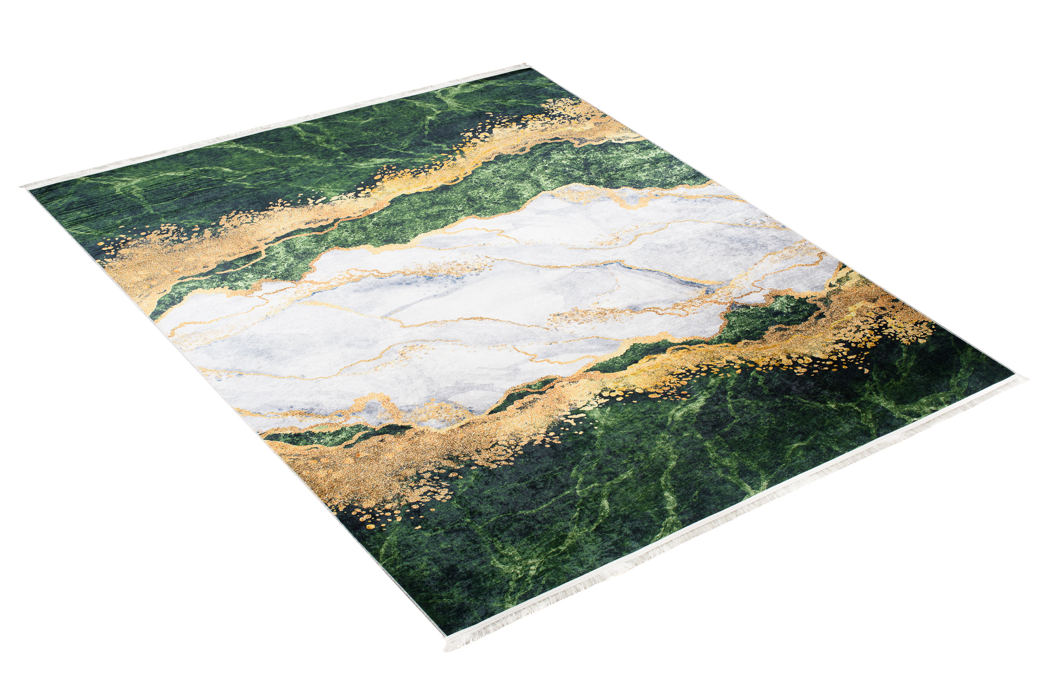 Tappeto Toscana con Frange Verde Grigio Oro