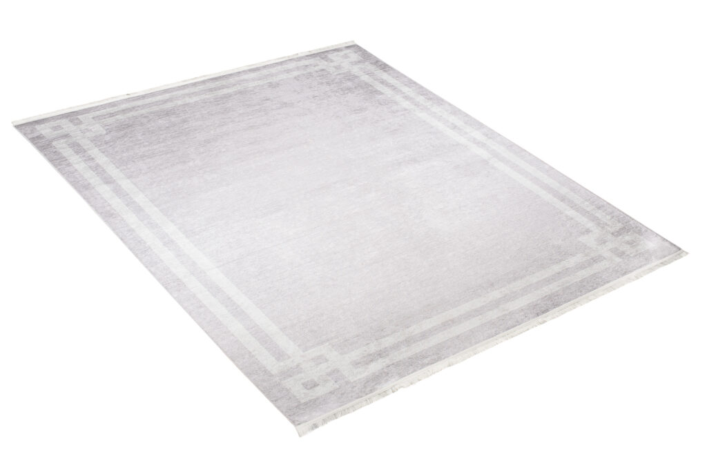 Tappeto Toscana con Frange Grigio Chiaro Cornice