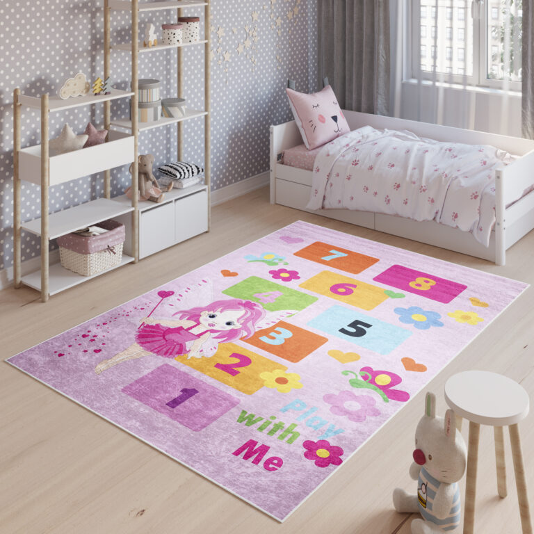 Tappeto Emma Bambini Rosa Fata Gioco a Campana Antiscivolo