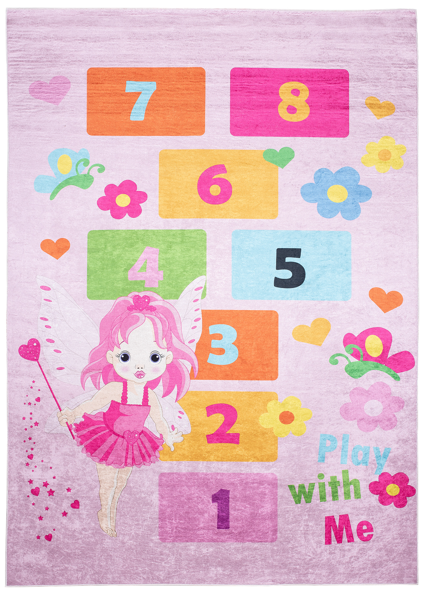 Tappeto Emma Bambini Rosa Fata Gioco a Campana Antiscivolo