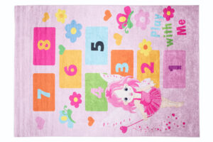 Tappeto Emma Bambini Rosa Fata Gioco a Campana Antiscivolo